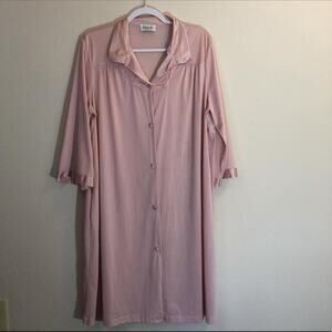 Vintage Vanity Fair Size Large Pink Button Up Nightgown Nightie Coquette Flawed